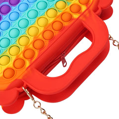 Close up view of Rainbow Tote Bag Pop It Shoulder Bag Toys