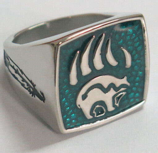 Wholesale NATIVE STYLE BEAR CLAW STAINLESS STEEL BIKER RING ( sold by the piece )