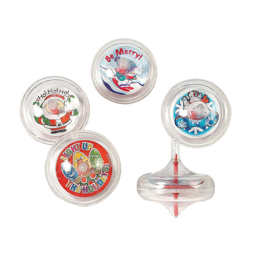 Plastic Holiday Swirl Spin Tops For Kids In Bulk- Assorted