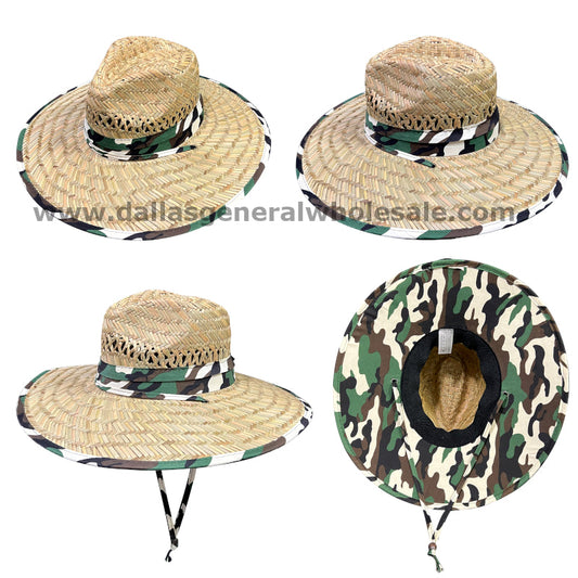 Bulk Buy Adults Double Fabric Camouflage Straw Hats Wholesale