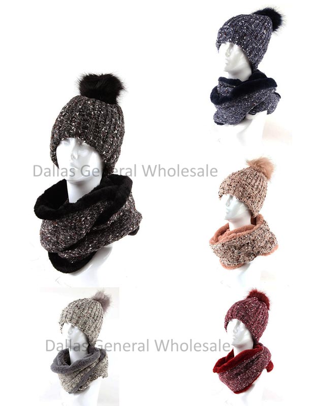 Bulk Buy Ladies Fur Lining Beanie W/ Infinity Scarf Set Wholesale