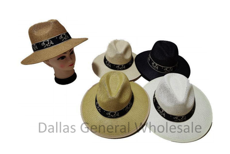 California Bear Panama Straw Dress Hats Wholesale MOQ 12