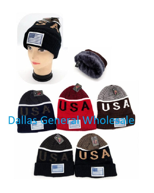 Bulk Buy USA Winter Beanies Hats Wholesale