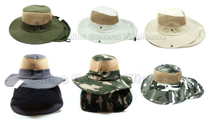 Adults Vented Bucket Hats with Neck Cover Wholesale