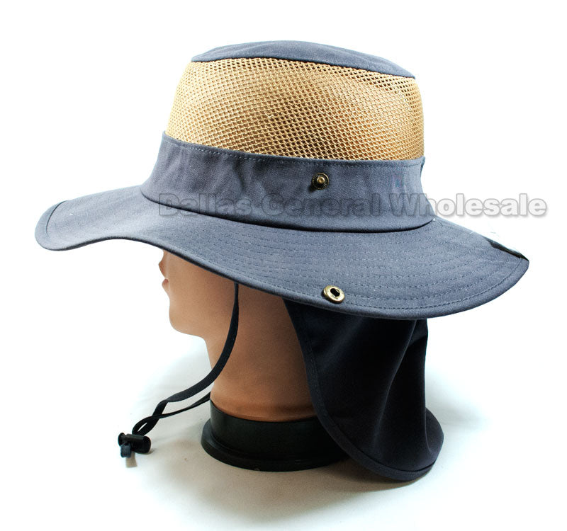 Adults Vented Bucket Hats with Neck Cover Wholesale MOQ 12 Digital Green