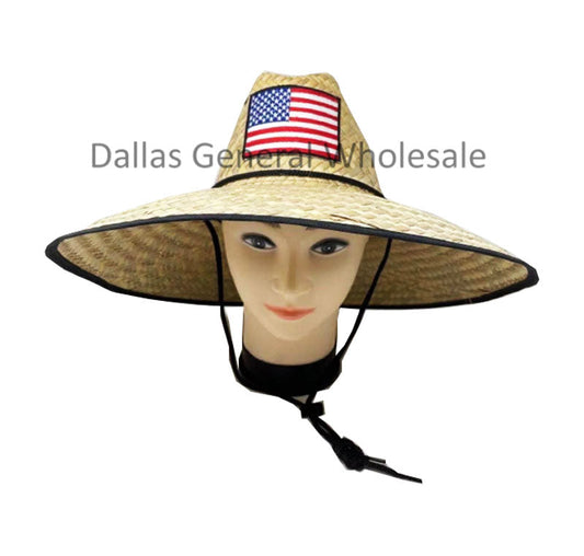 Bulk Buy Adults USA Flag Design Straw Hats Wholesale