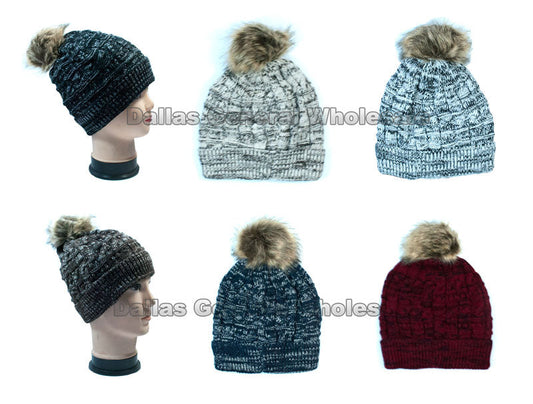 Fur Insulated Beanies with Pom Pom Ball Wholesale