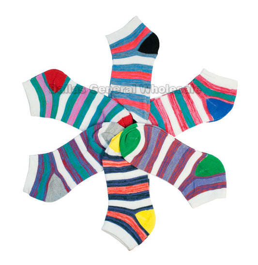 Bulk Buy Girls Casual Ankle Socks with Stripes Wholesale