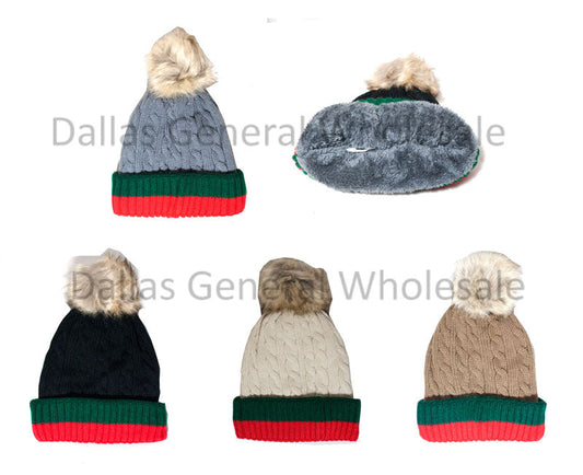 Fashion Thermal Beanie with Pom Pom Ball Wholesale MOQ -12 pcs