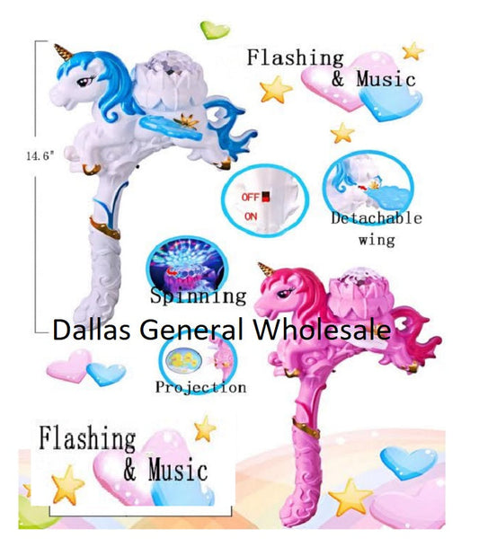 Bulk Buy Carnival Toy LED Music Unicorn Wands Wholesale