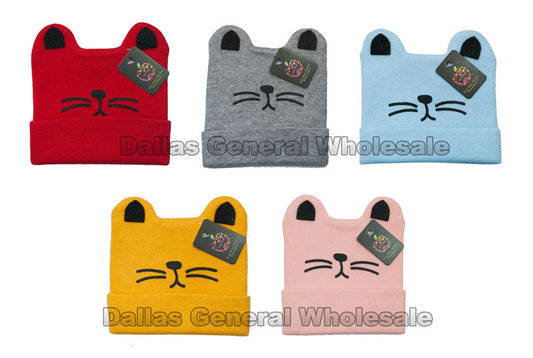 Infant Cat Ears Whiskers Beanie Hats Wholesale