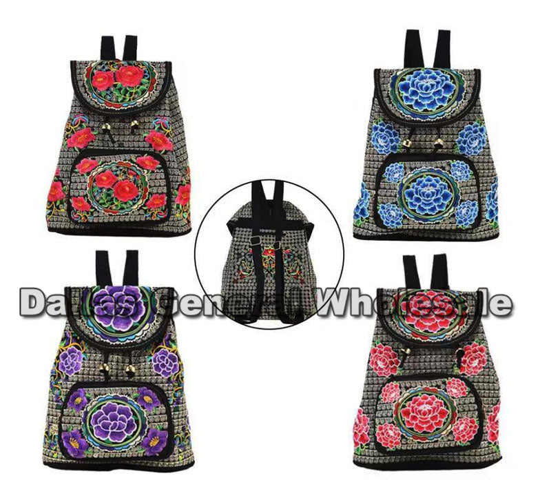 Embroidered Floral Backpacks Wholesale MOQ 12