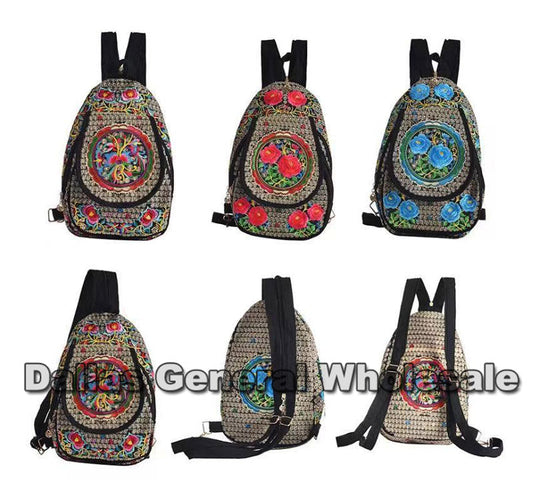 Bulk Buy Beautiful Embroidered Floral Backpacks Wholesale