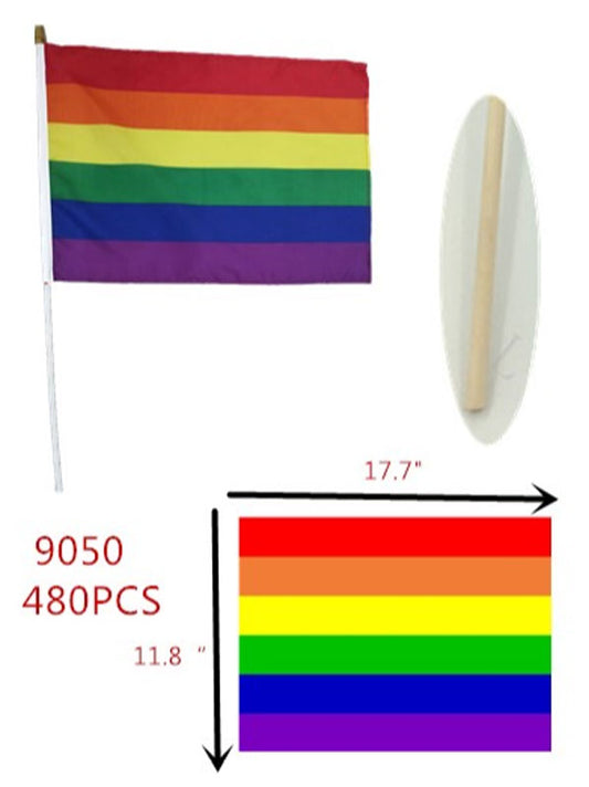 Bulk Buy Rainbow Color Hand Held Flags Wholesale