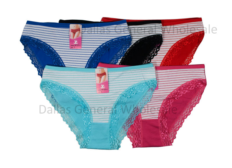 Ladies Casual Stripe Lace Panties Wholesale