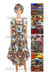 African Kaftan Gowns with Head Wrap Set Wholesale MOQ 12