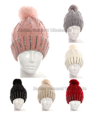 Ladies Fashion Bling Bling Thermal Beanie Hats Wholesale