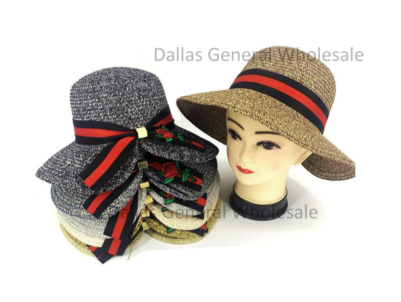 Ladies Rose Straw Visor Hats Wholesale