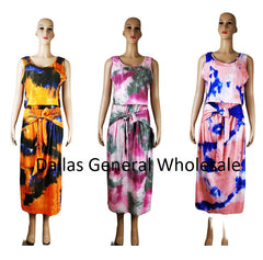 Women Tie Dye 2PC Top & Skirt Set Wholesale