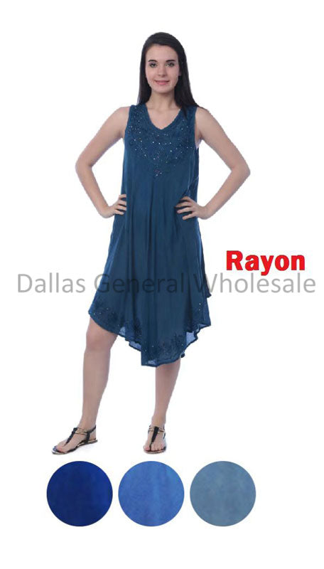 Bulk Buy Women Denim Color Rayn Sun Dresses Wholesale