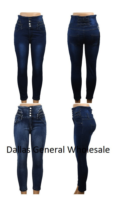 Bulk Buy Ladies Trendy High Waist Denim Jeans Wholesale