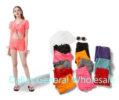 Active Waffle Crop Top w/ Shorts Set Wholesale MOQ 12