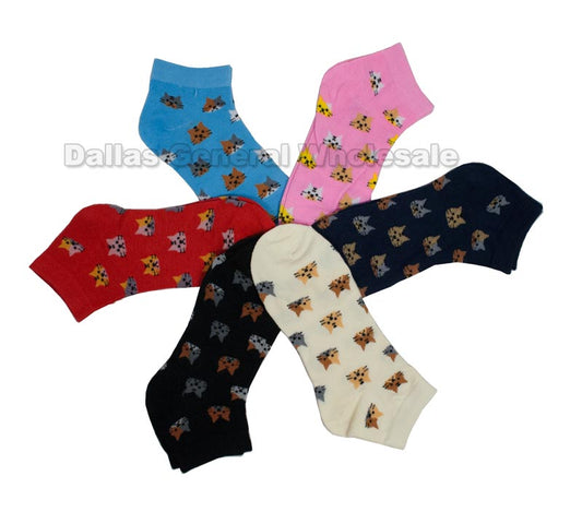 Bulk Buy Girls Kitten Designed Ankle Socks Wholesale