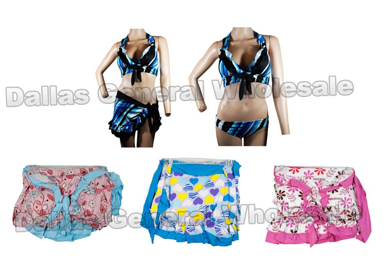 Bulk Buy 3 PC Bikini Swimsuits with Cover Wholesale