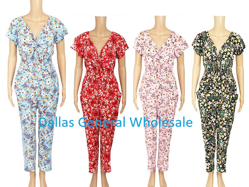 Bulk Buy Ladies Cute Floral Jumpsuits Wholesale