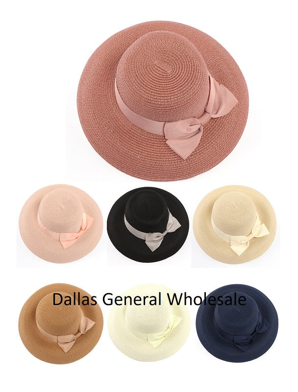 Ladies Foldable Bow Straw Hats Wholesale