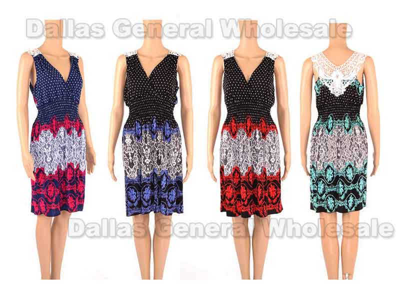 Bulk Buy Ladies Lace Back Short Dresses Wholesale