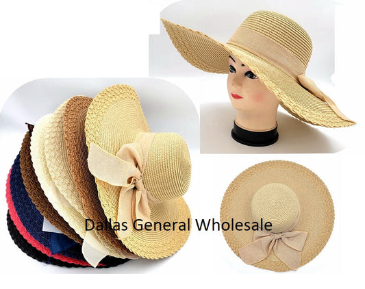 Bulk Buy Ladies Wide Brim Floppy Straw Hats Wholesale