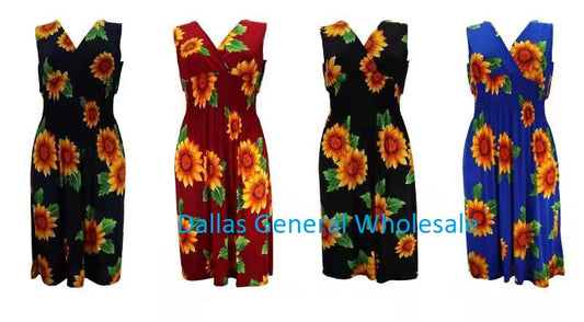 Ladies Fashion Sunflower Sun Dresses Wholesale