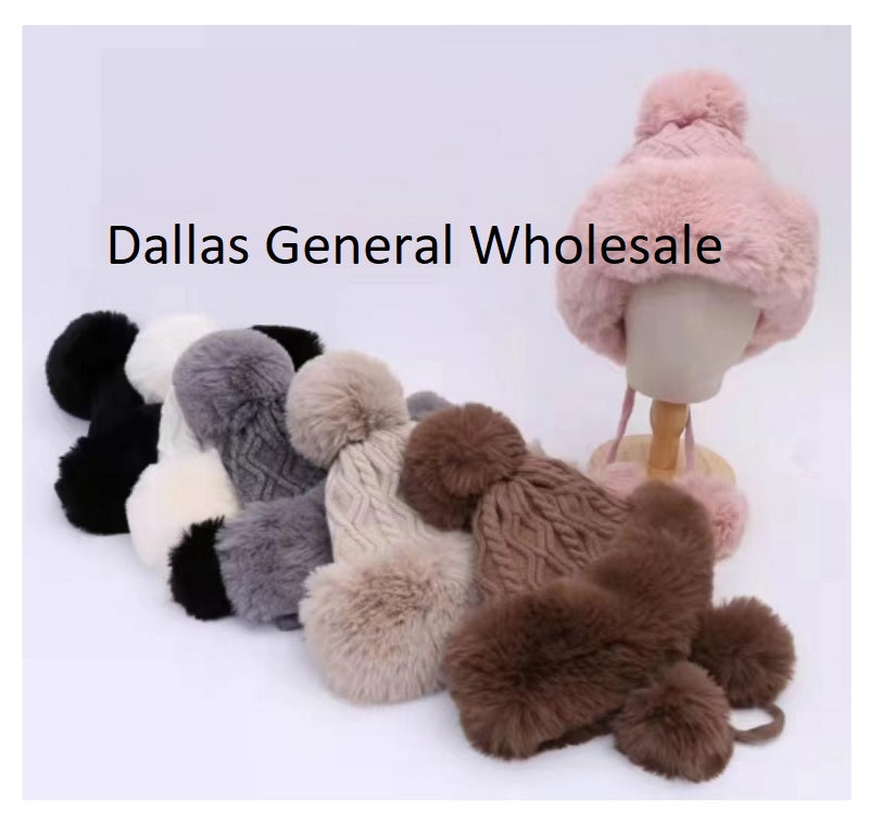 Trendy Fur Knitted Princess Beanie Hats Wholesale MOQ -12 pcs