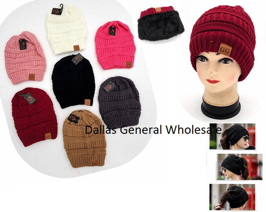 Messy Bun Hole Beanie Hats Bulk