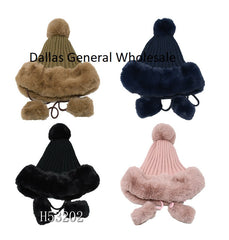 Trendy Fur Knitted Beanie Hats Wholesale MOQ -12 pcs