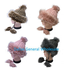 Ladies Fur Knitted Beanie Hats Wholesale MOQ -12 pcs