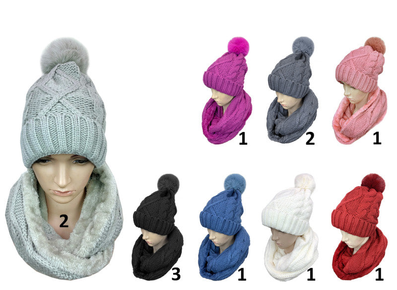 Bulk Buy Ladies Fashion Beanie with Infinity Scarf Set Wholesale