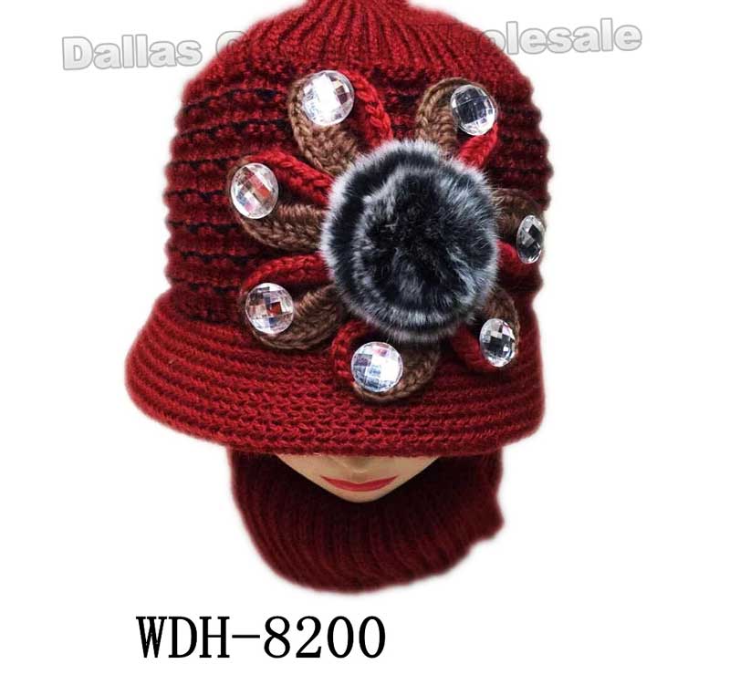 Bulk Buy Ladies Fuzzy Pom Pom Beanie Hat with Scarf Set Wholesale