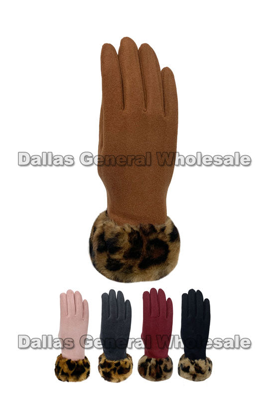 Ladies Winter Cheetah Fuzzy Gloves Wholesale