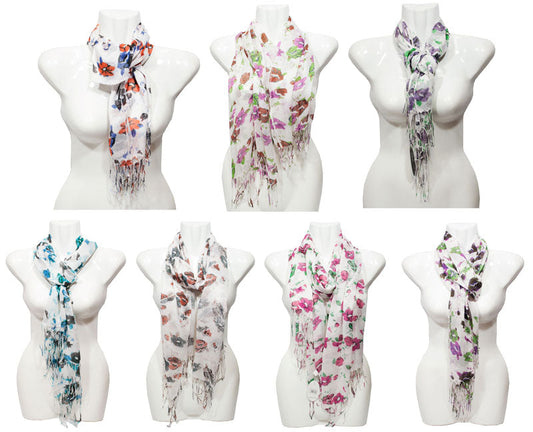 Bulk Buy Women's Flower Printed Fashion Casual Fall / Spring Scarves Wholesale