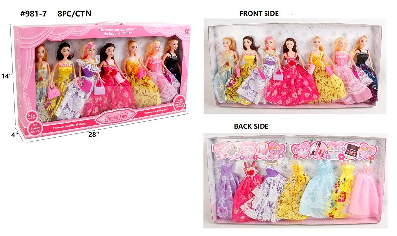 14 PC Princess Dolls Play Set Wholesale With Extra Dresses