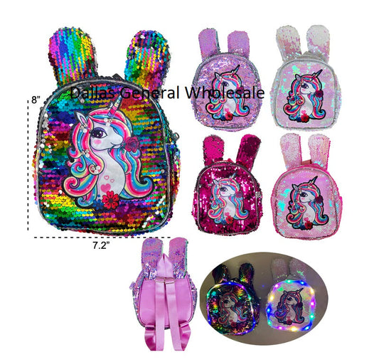Bulk Buy Girls Light Up Unicorn Backpacks Wholesale
