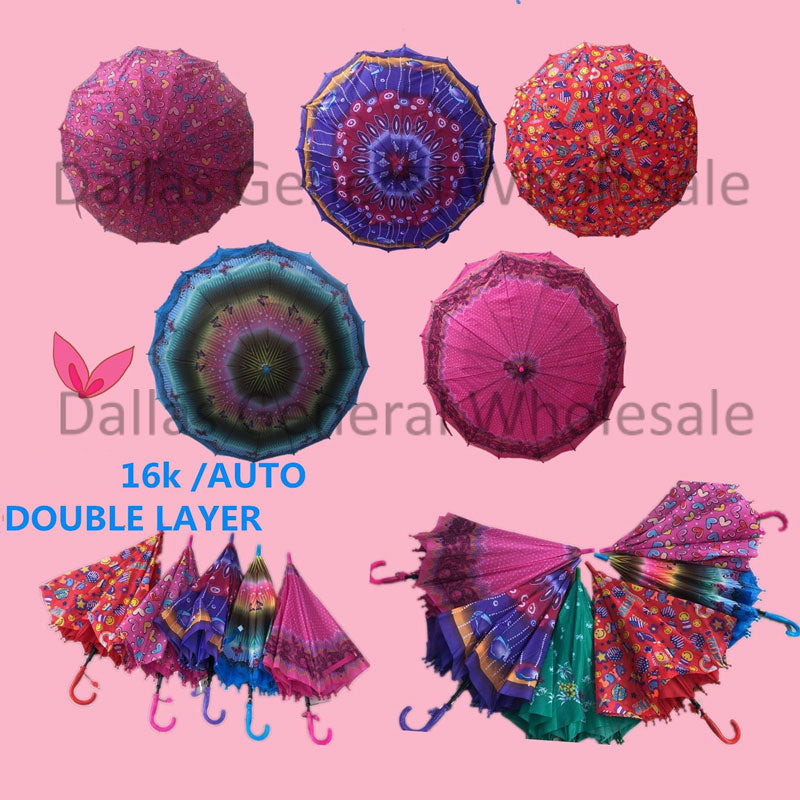 Double Layered Kids Printed Umbrellas Wholesale MOQ 12