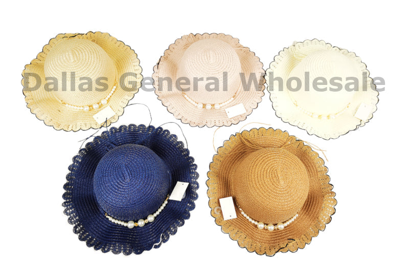 Bulk Buy Little Girls Pearl Straw Hats Wholesale