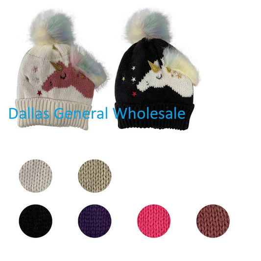 Bulk Buy Girls Unicorn Knitted Beanie Hats Wholesale