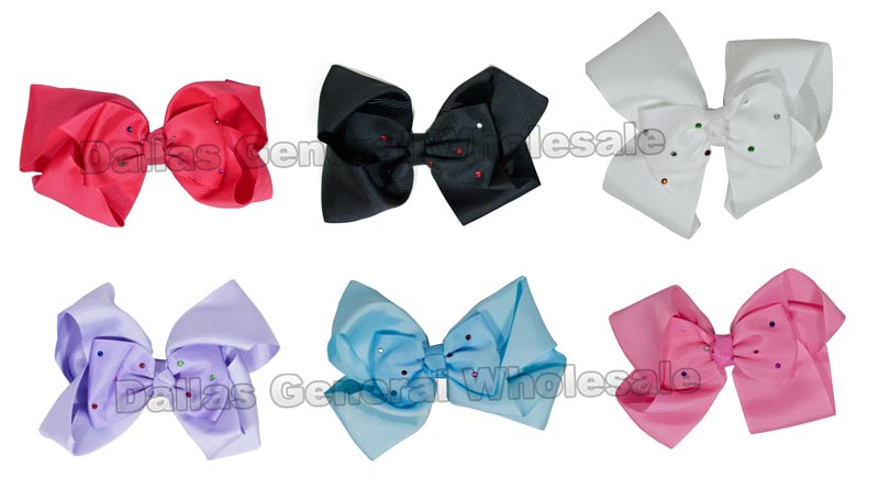 Studded Ribbon Hair Bows Wholesale