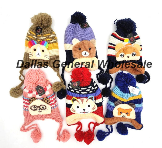 Kids Animal Fur Toboggan Beanie Hats Wholesale MOQ -12 pcs