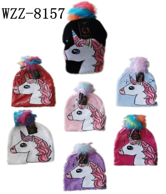 Bulk Buy Girls Unicorn Designed Beanie Hats Wholesale