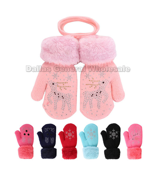 Bulk Buy Little Girls Fur Insulated Mittens Wholesale